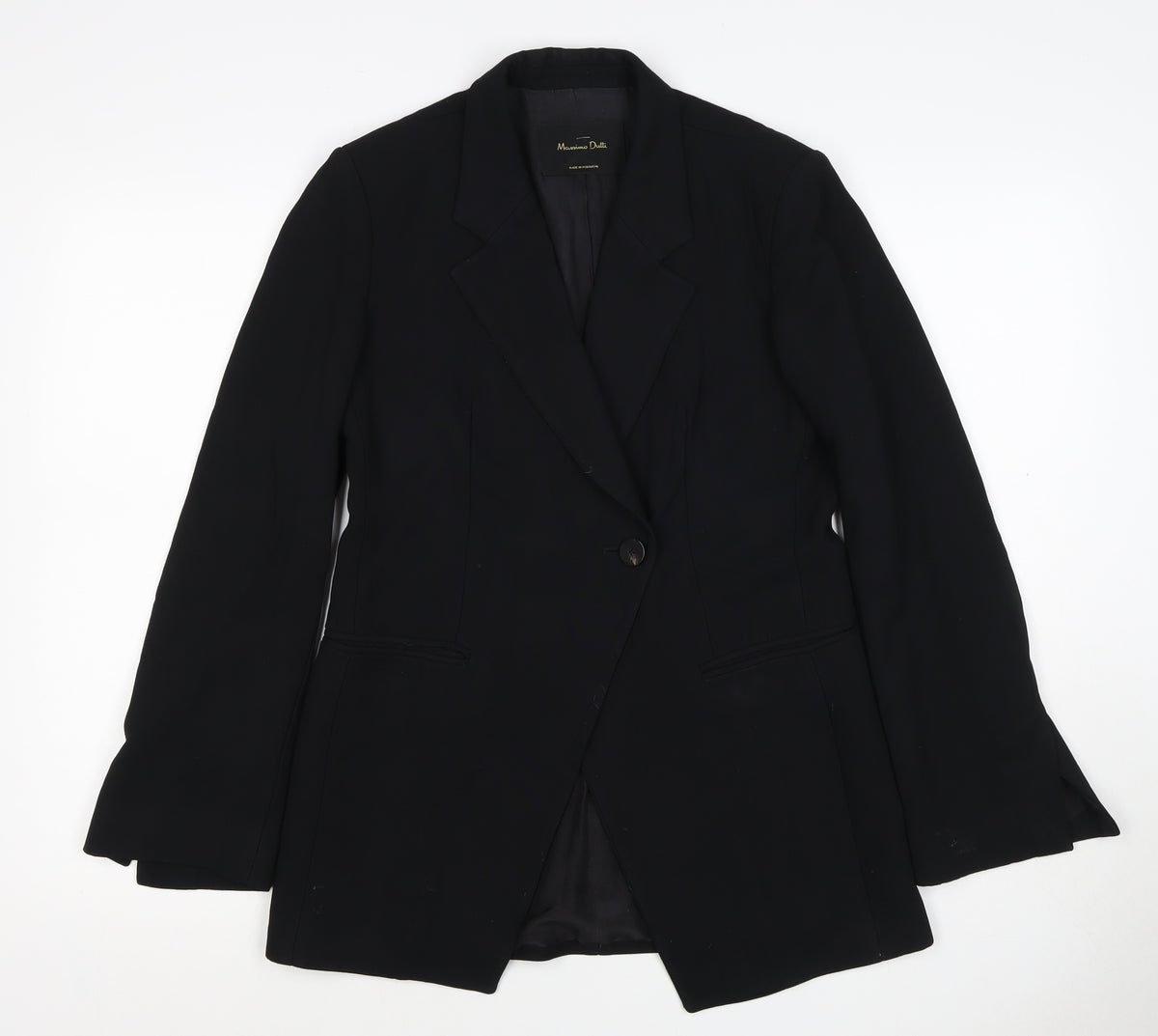 Massimo Dutti Women Black UK 6 Tailored Lined Single-Breasted Blazer