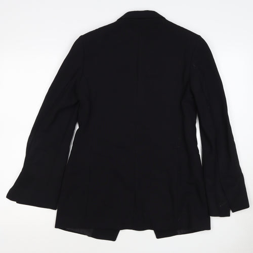 Massimo Dutti Women Black UK 6 Tailored Lined Single-Breasted Blazer