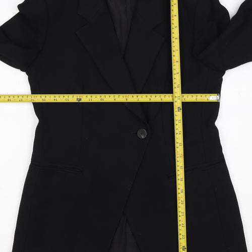 Massimo Dutti Women Black UK 6 Tailored Lined Single-Breasted Blazer