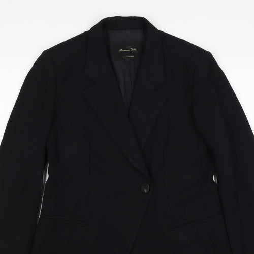 Massimo Dutti Women Black UK 6 Tailored Lined Single-Breasted Blazer