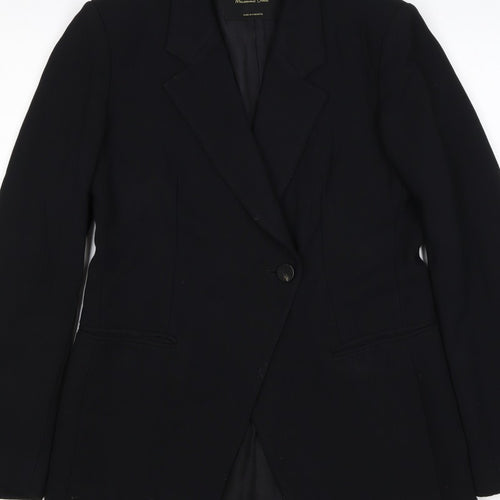 Massimo Dutti Women Black UK 6 Tailored Lined Single-Breasted Blazer