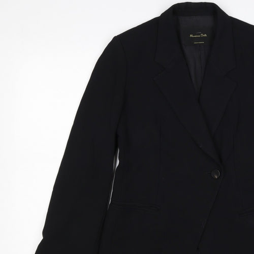 Massimo Dutti Women Black UK 6 Tailored Lined Single-Breasted Blazer