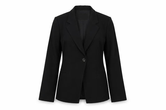 Massimo Dutti Women Black UK 6 Tailored Lined Single-Breasted Blazer