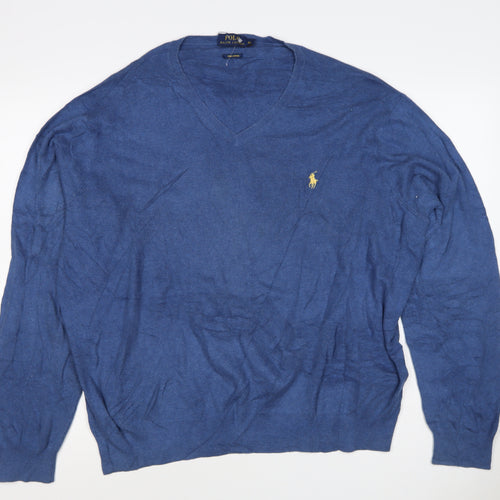 Polo Ralph Lauren Men’s Blue XL Pima Cotton V-Neck Pullover Jumper