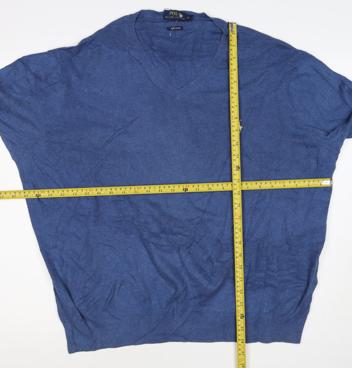 Polo Ralph Lauren Men’s Blue XL Pima Cotton V-Neck Pullover Jumper