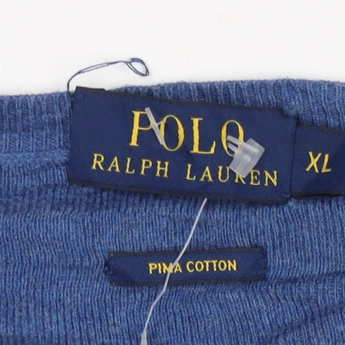 Polo Ralph Lauren Men’s Blue XL Pima Cotton V-Neck Pullover Jumper