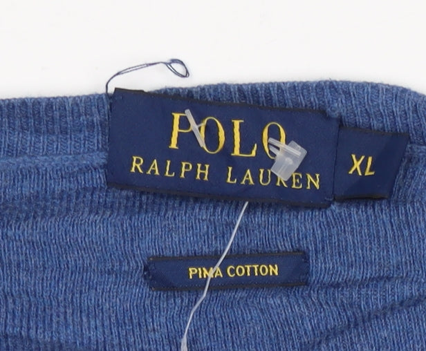 Polo Ralph Lauren Men’s Blue XL Pima Cotton V-Neck Pullover Jumper