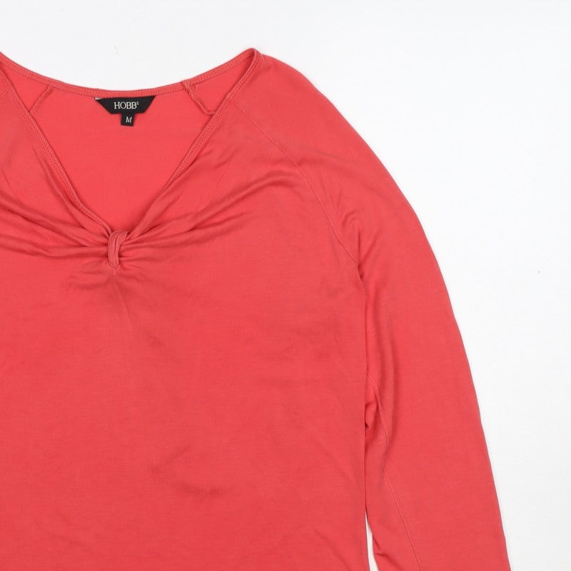 Hobbs Women Pink M Lyocell Jersey V-Neck Long Sleeve Top
