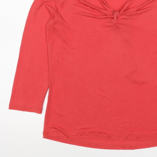 Hobbs Women Pink M Lyocell Jersey V-Neck Long Sleeve Top