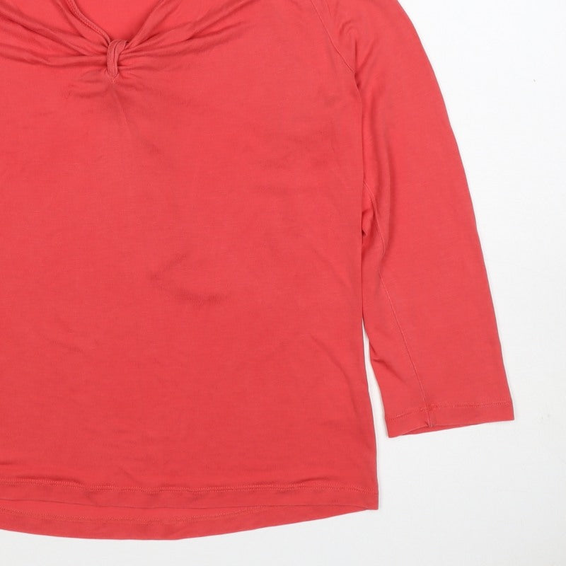 Hobbs Women Pink M Lyocell Jersey V-Neck Long Sleeve Top