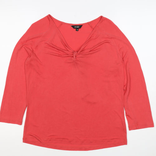 Hobbs Women Pink M Lyocell Jersey V-Neck Long Sleeve Top