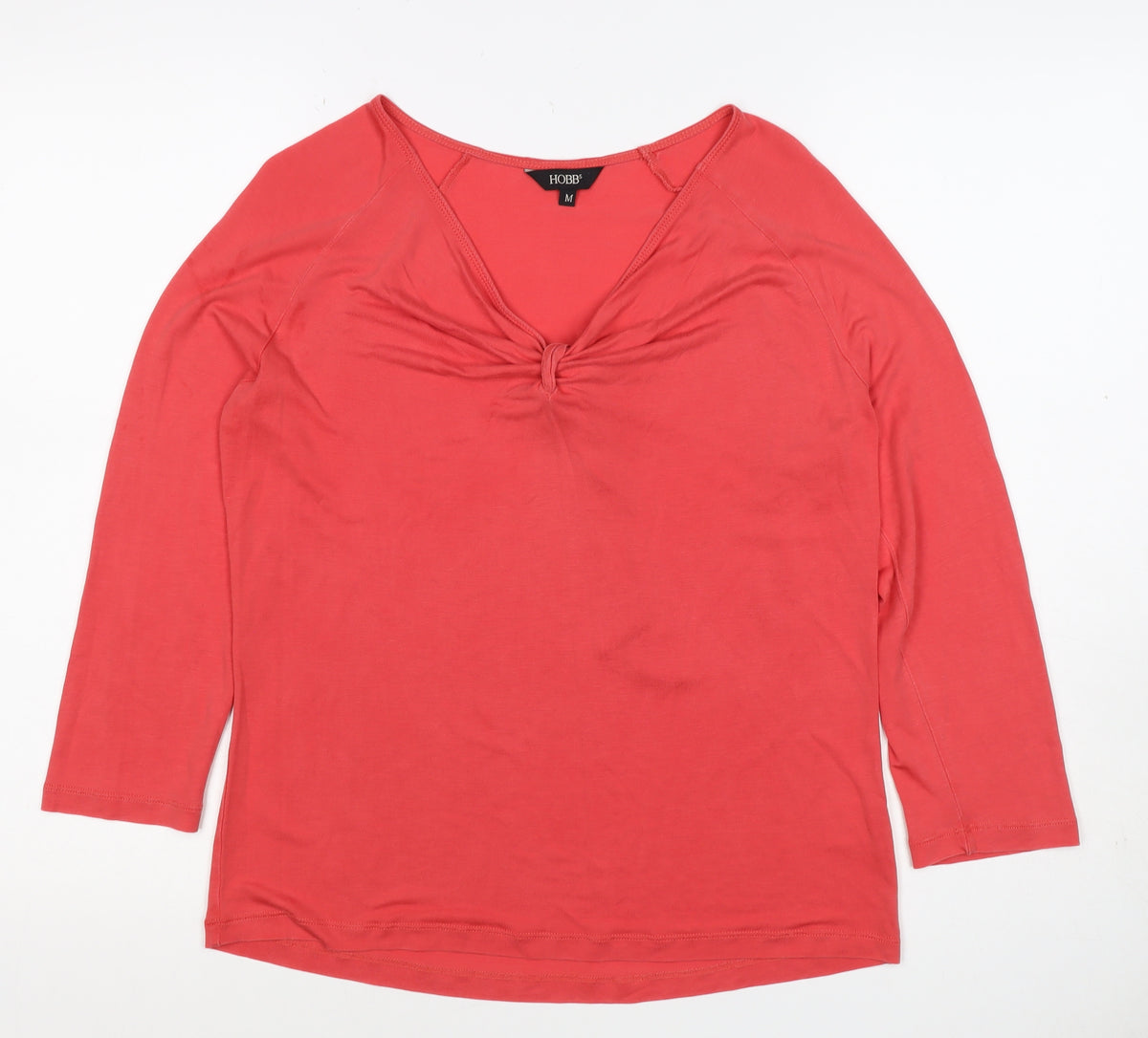 Hobbs Women Pink M Lyocell Jersey V-Neck Long Sleeve Top