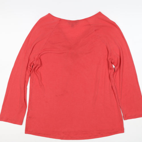 Hobbs Women Pink M Lyocell Jersey V-Neck Long Sleeve Top