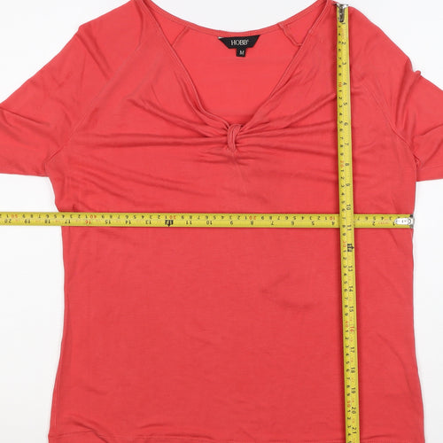 Hobbs Women Pink M Lyocell Jersey V-Neck Long Sleeve Top