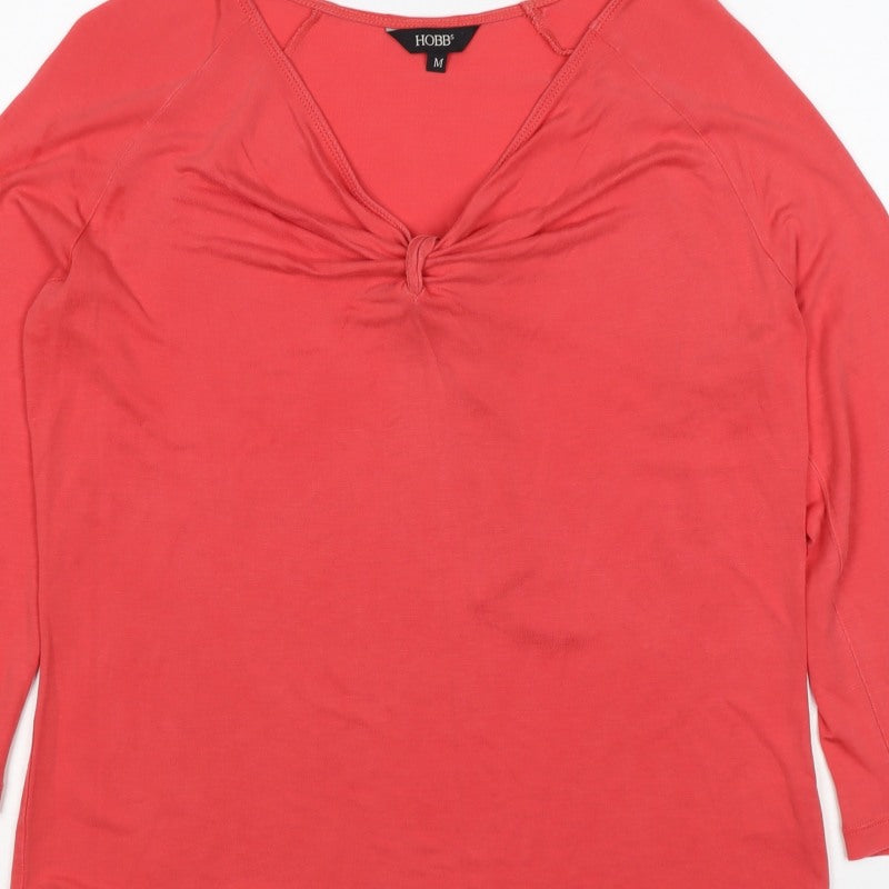 Hobbs Women Pink M Lyocell Jersey V-Neck Long Sleeve Top