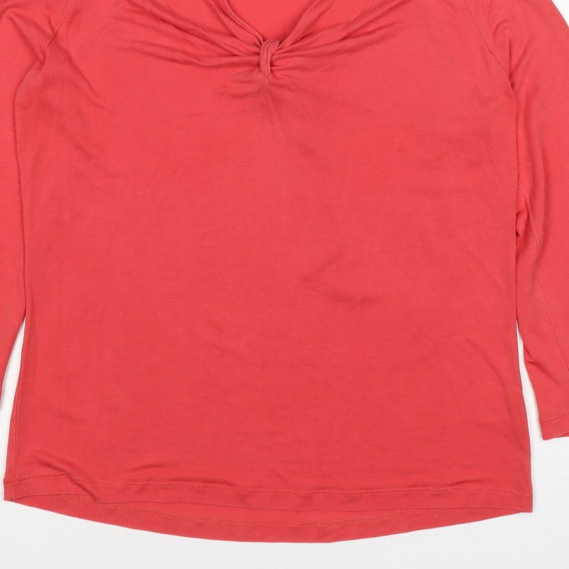 Hobbs Women Pink M Lyocell Jersey V-Neck Long Sleeve Top