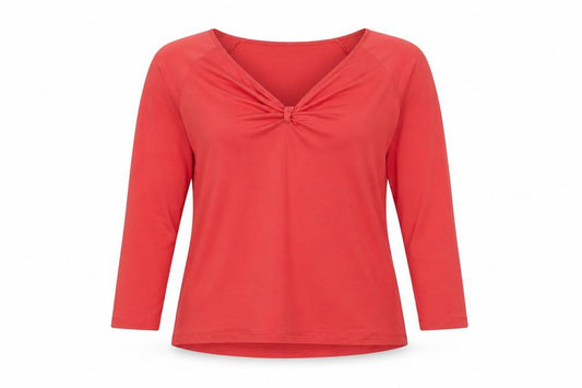 Hobbs Women Pink M Lyocell Jersey V-Neck Long Sleeve Top