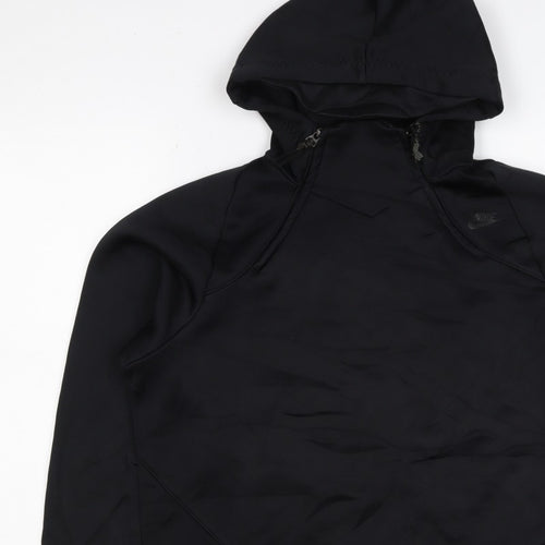 Nike Men’s Black S 1/4 Zip Hooded Pullover Hoodie Logo