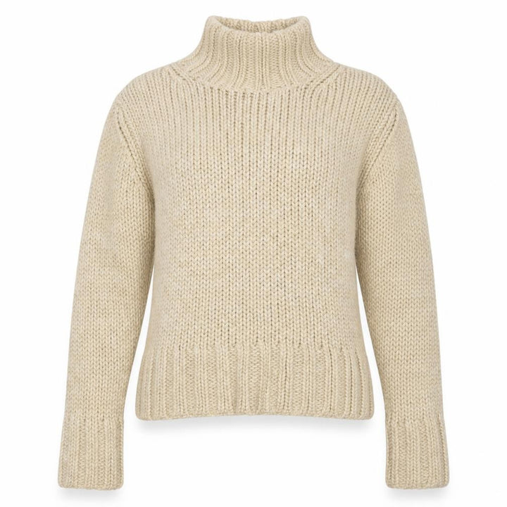Marc Aurel Women Beige UK 6 Chunky Knit Roll Neck Pullover Jumper
