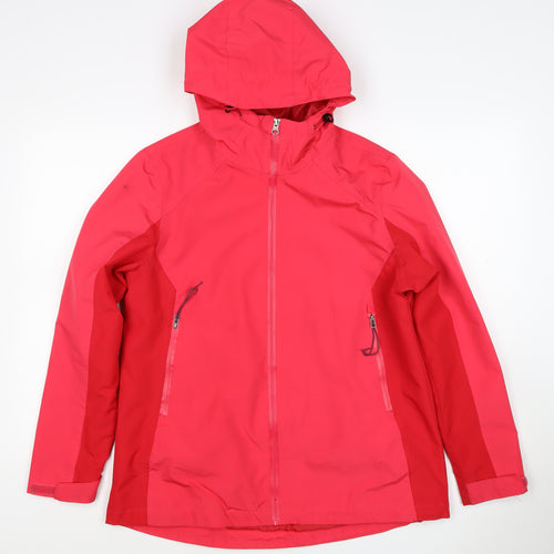 Rocktrail Women Red M Hooded Rain Coat Jacket Water Resistant Full Zip