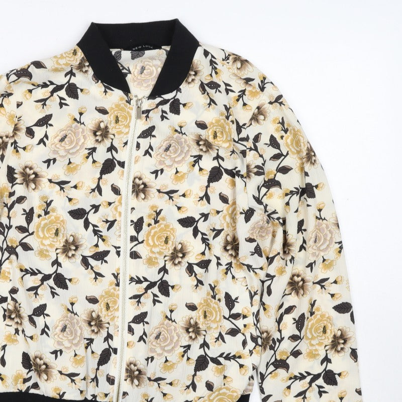 New Look Women’s UK 12 Multicoloured Floral Bomber Jacket Zip