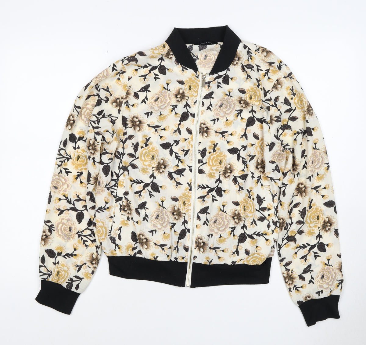 New Look Women’s UK 12 Multicoloured Floral Bomber Jacket Zip