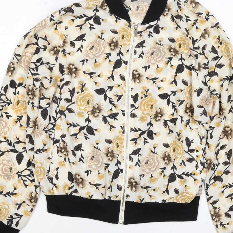 New Look Women’s UK 12 Multicoloured Floral Bomber Jacket Zip