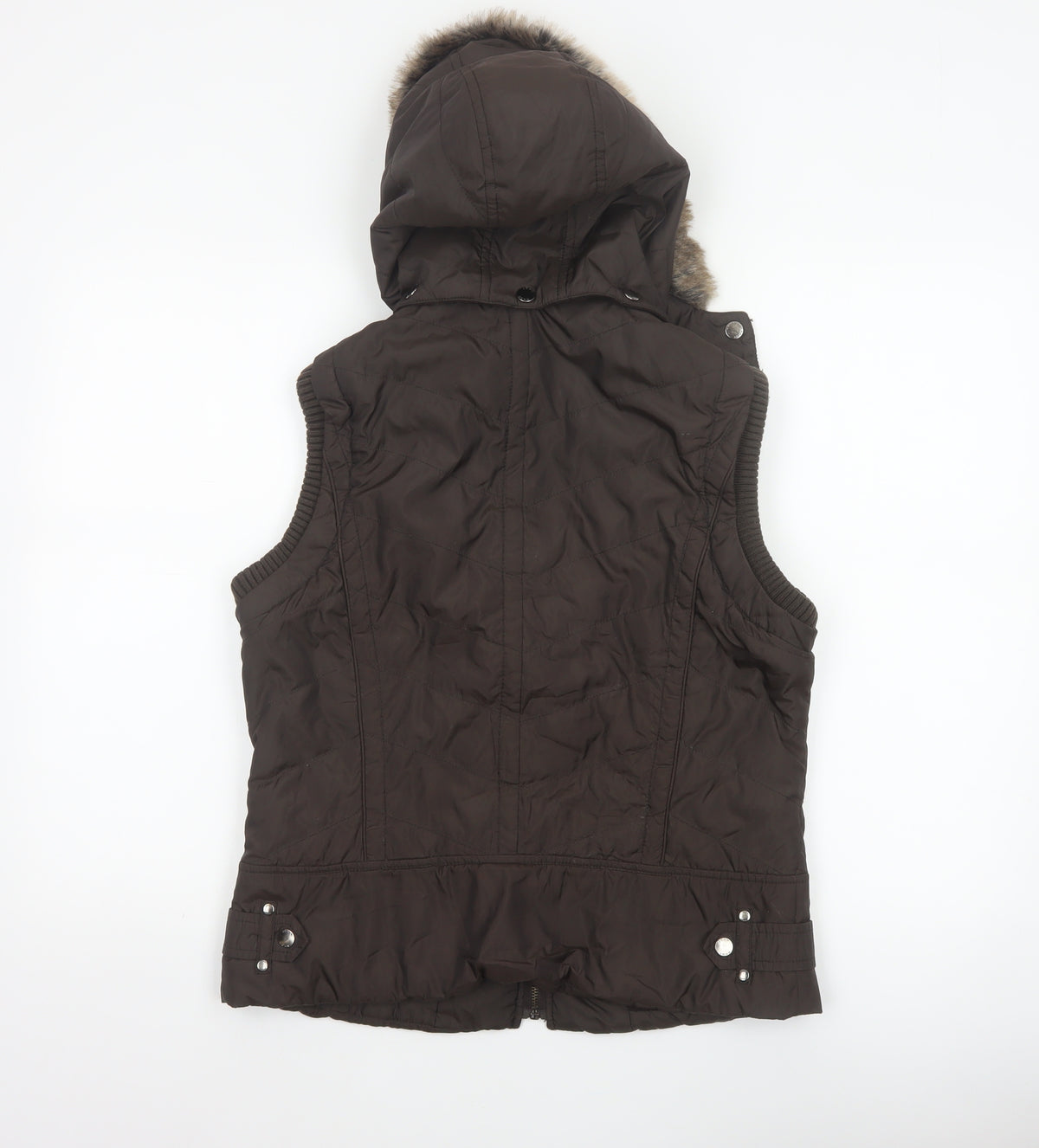 John Richmond Women Brown UK 14 Hooded Quilted Puffer Gilet