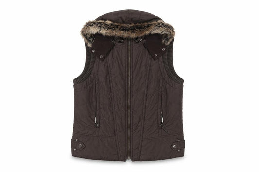 John Richmond Women Brown UK 14 Hooded Quilted Puffer Gilet