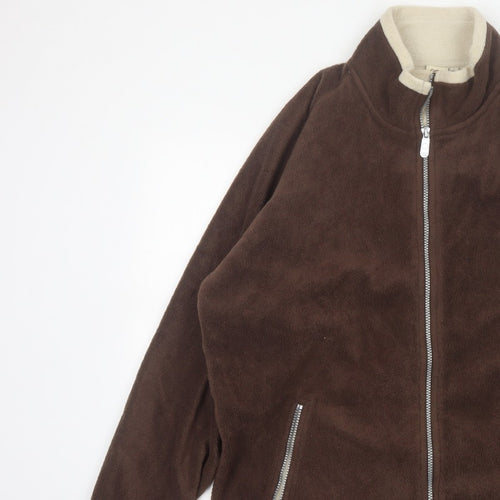 Cotton Traders Men Brown Reversible Fleece Jacket Size L Full Zip