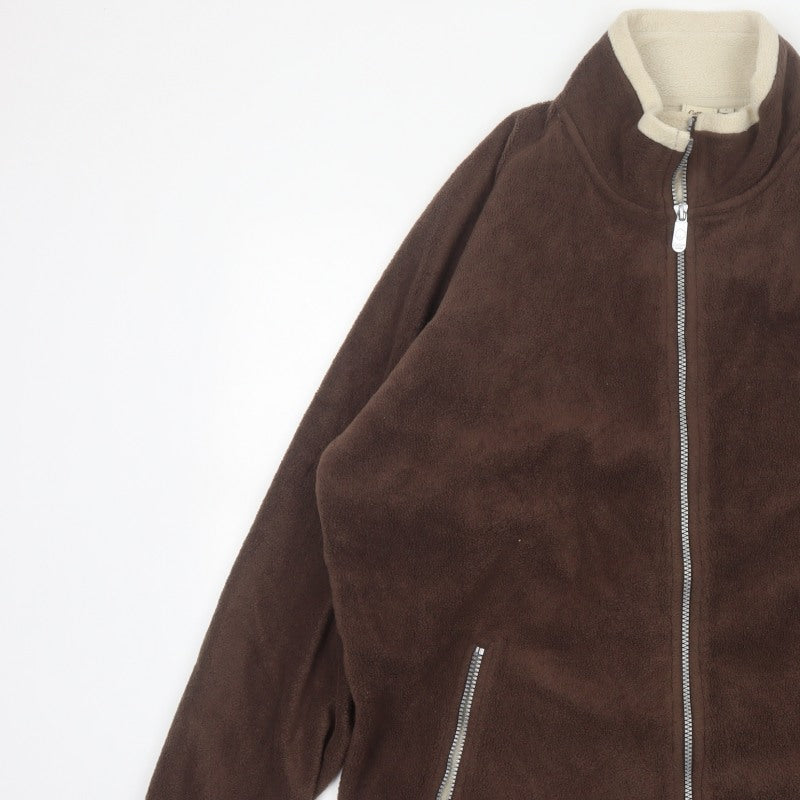 Cotton Traders Men Brown Reversible Fleece Jacket Size L Full Zip