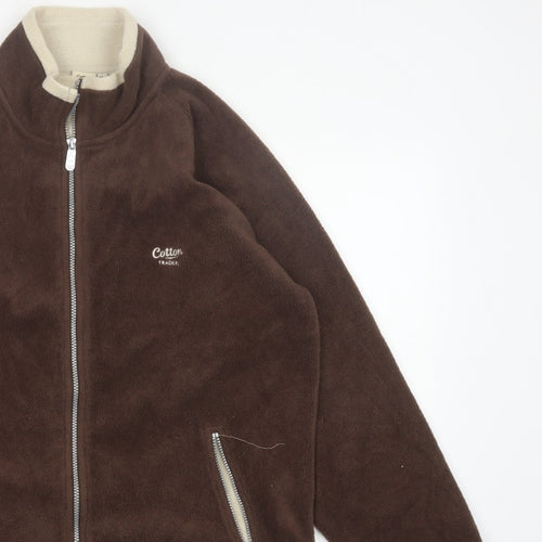 Cotton Traders Men Brown Reversible Fleece Jacket Size L Full Zip