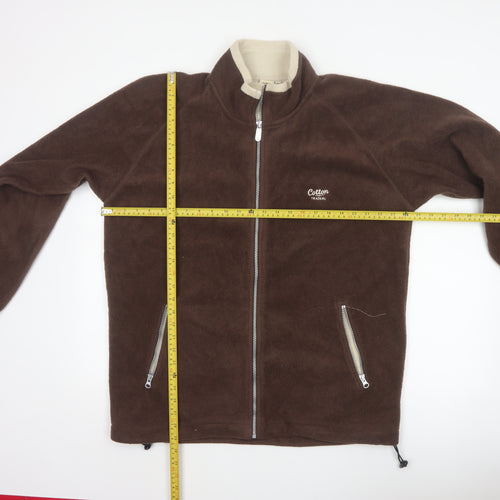 Cotton Traders Men Brown Reversible Fleece Jacket Size L Full Zip