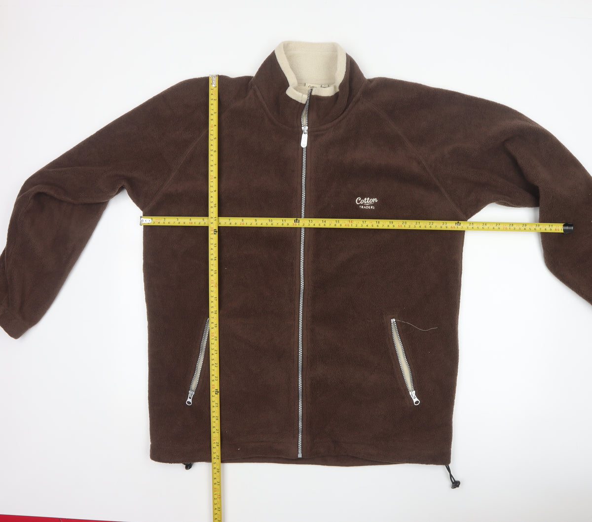 Cotton Traders Men Brown Reversible Fleece Jacket Size L Full Zip