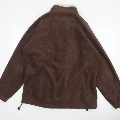 Cotton Traders Men Brown Reversible Fleece Jacket Size L Full Zip