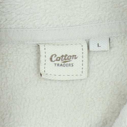 Cotton Traders Men Brown Reversible Fleece Jacket Size L Full Zip
