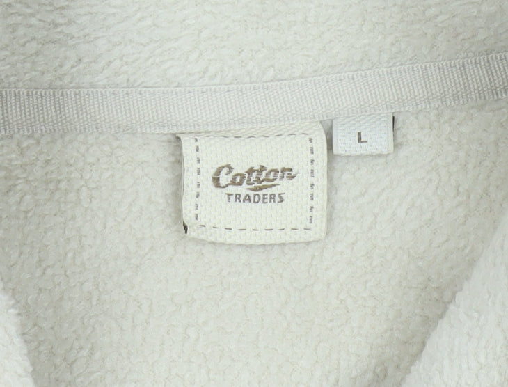 Cotton Traders Men Brown Reversible Fleece Jacket Size L Full Zip