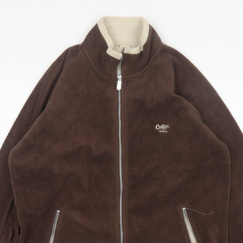 Cotton Traders Men Brown Reversible Fleece Jacket Size L Full Zip