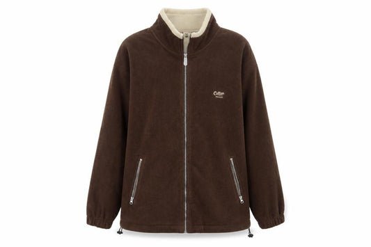 Cotton Traders Men Brown Reversible Fleece Jacket Size L Full Zip
