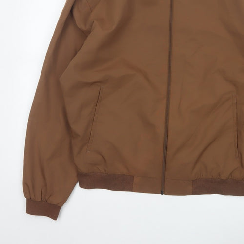 ASOS Design Men's Brown L Bomber Jacket Lined Full Zip Casual