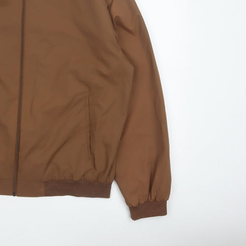 ASOS Design Men's Brown L Bomber Jacket Lined Full Zip Casual