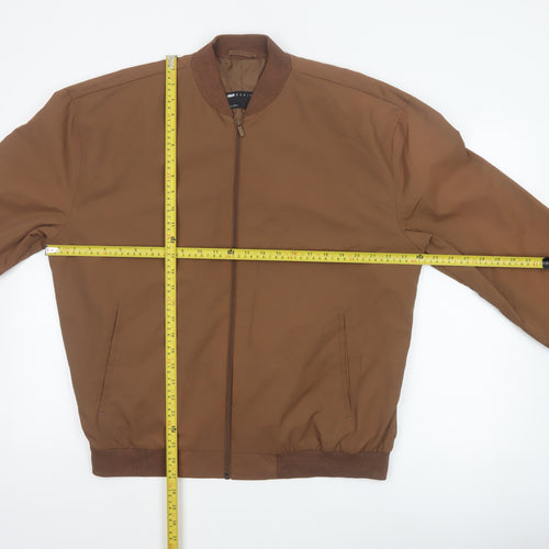 ASOS Design Men's Brown L Bomber Jacket Lined Full Zip Casual