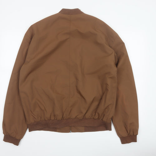 ASOS Design Men's Brown L Bomber Jacket Lined Full Zip Casual