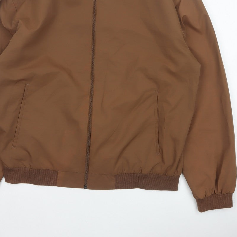ASOS Design Men's Brown L Bomber Jacket Lined Full Zip Casual