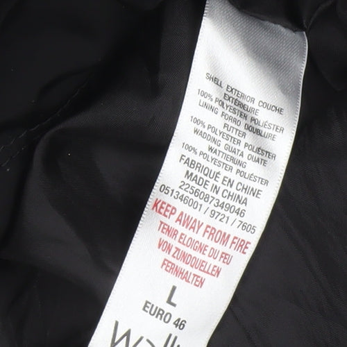 Wallis Women Black UK 18 Long Hooded Puffer Coat Buckle Trim