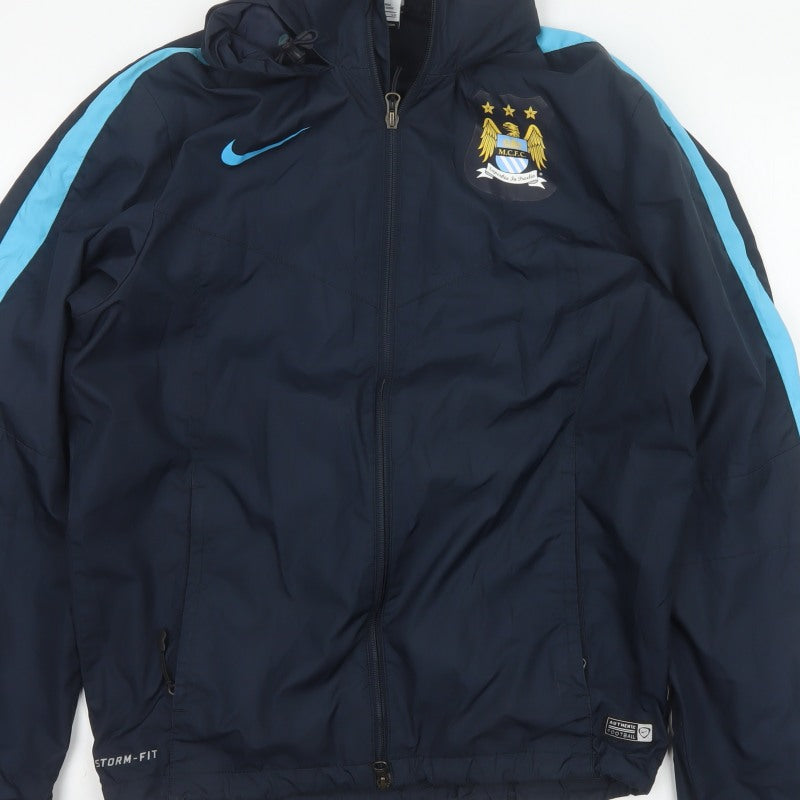 Nike Men’s Blue S Manchester City Storm-FIT Hooded Windbreaker Jacket