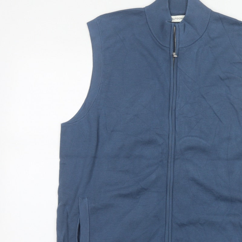 Additional view of M&S Autograph Men Blue XL Cotton Modal Full Zip Knit Vest