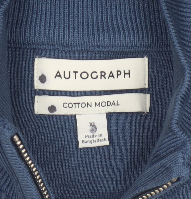Additional view of M&S Autograph Men Blue XL Cotton Modal Full Zip Knit Vest