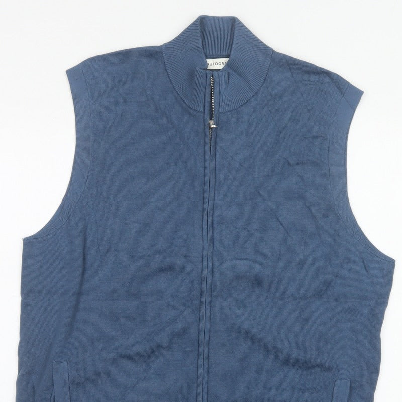 Additional view of M&S Autograph Men Blue XL Cotton Modal Full Zip Knit Vest