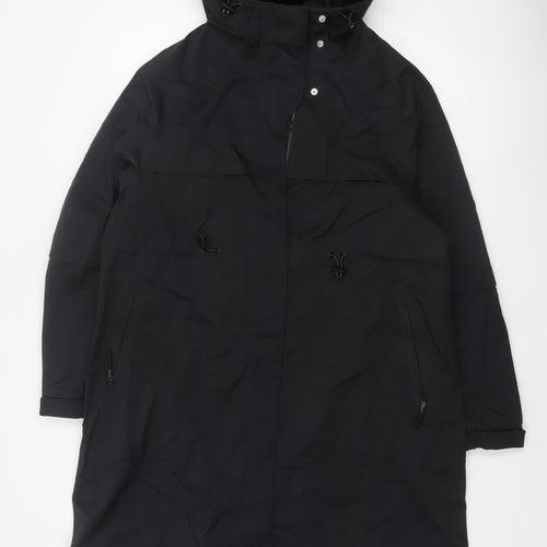 M&S Goodmove Women Black UK 12 Long Hooded Parka Coat